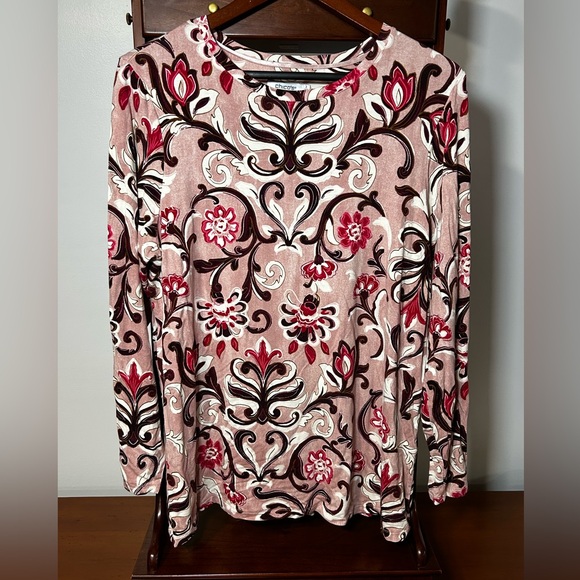 Chico's Tops - Chico's Women's 3/ XL Long Sleeve Top Pink Red Neutral Floral Shirt